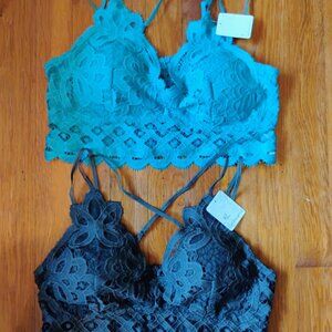 Lot of 2 Anemone Lacey Bras - Grey and Light Blue - NWT - Size XL